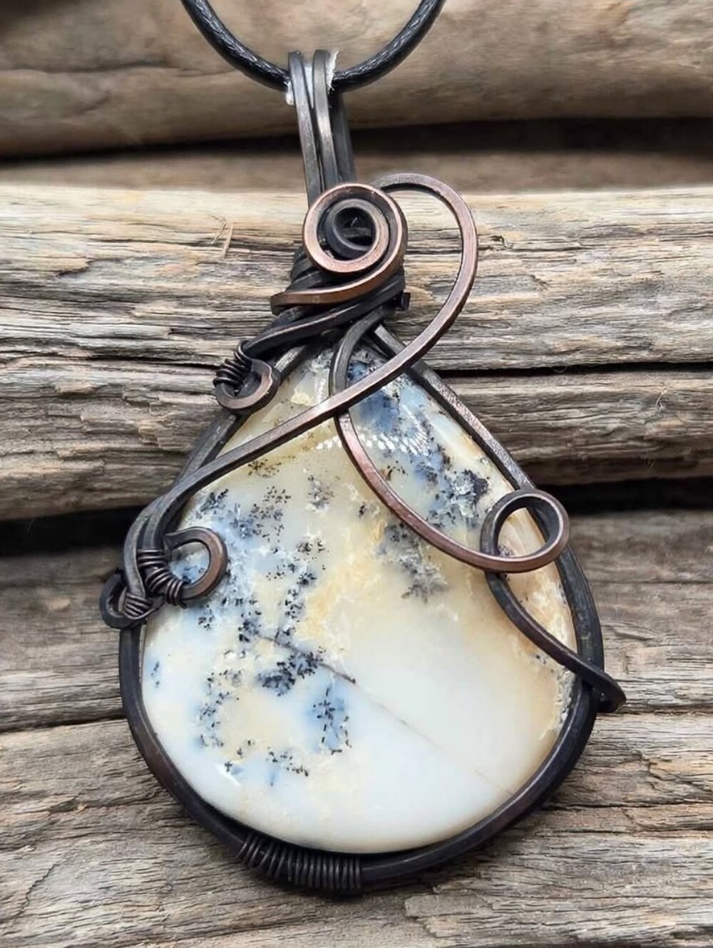 Dendritic Opal Handcrafted Copper Pendant